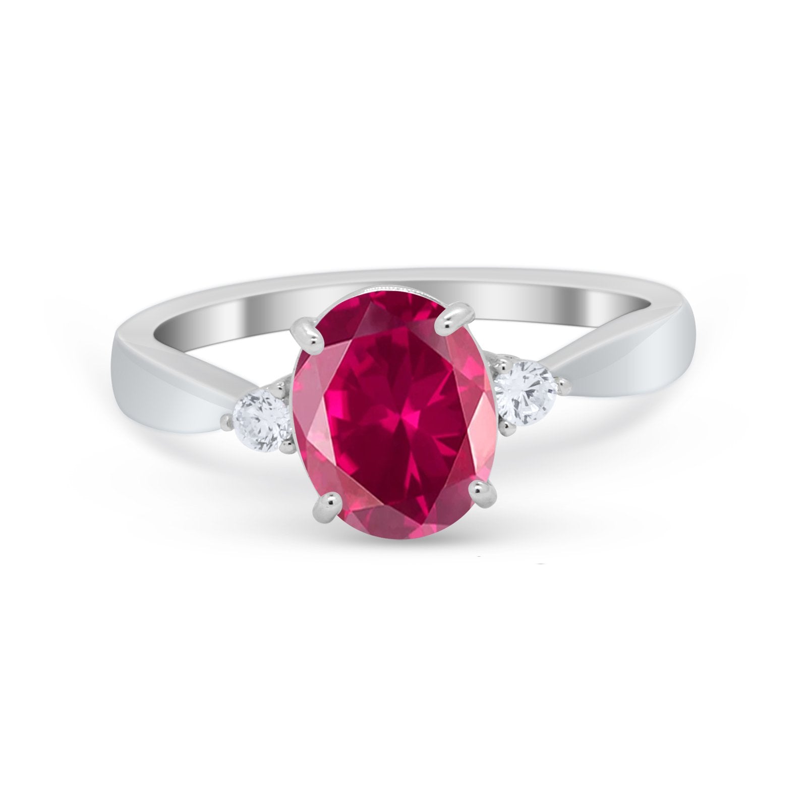 Three Stone Wedding Ring Round Simulated Cubic Zirconia 925 Sterling Silver