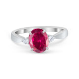 Three Stone Wedding Ring Round Simulated Cubic Zirconia 925 Sterling Silver