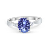 Three Stone Wedding Ring Round Simulated Cubic Zirconia 925 Sterling Silver