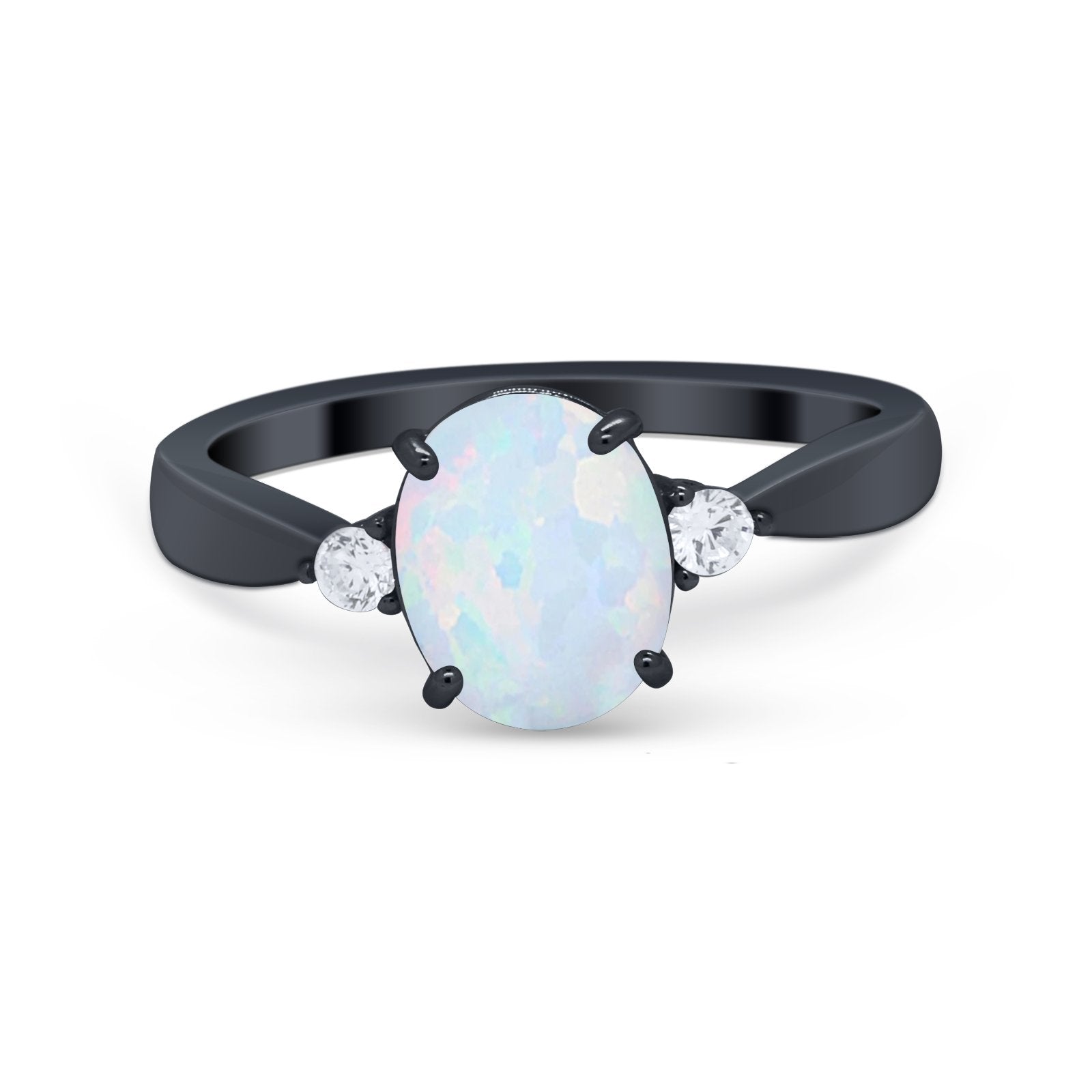 Three Stone Wedding Ring Round Simulated Cubic Zirconia 925 Sterling Silver