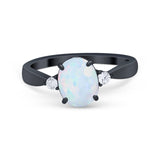 Three Stone Wedding Ring Round Simulated Cubic Zirconia 925 Sterling Silver