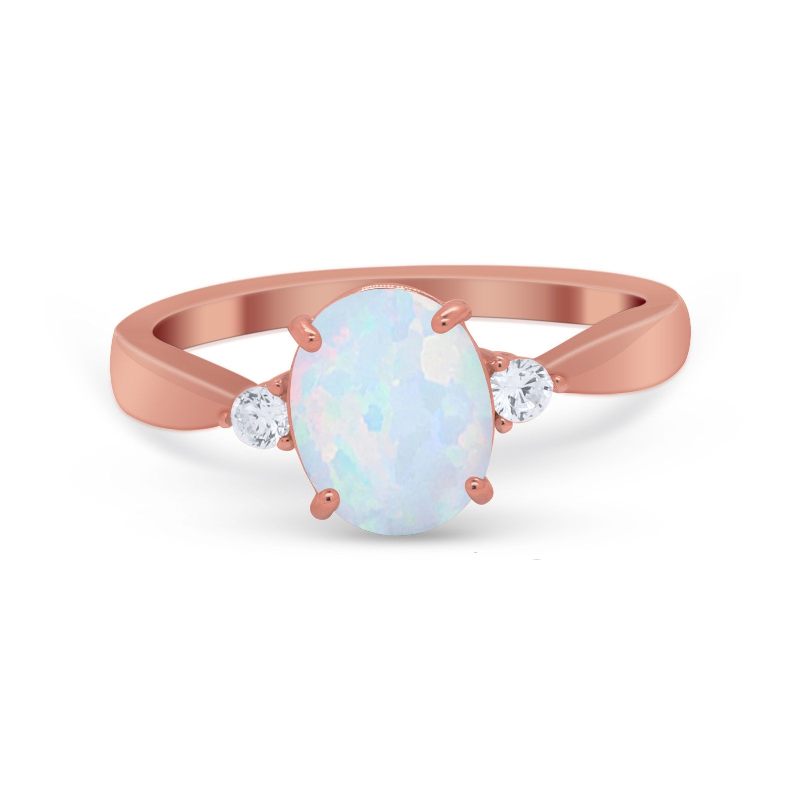 Three Stone Wedding Ring Round Simulated Cubic Zirconia 925 Sterling Silver