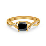 Princess Cut Wedding Ring Round Simulated Cubic Zirconia 925 Sterling Silver