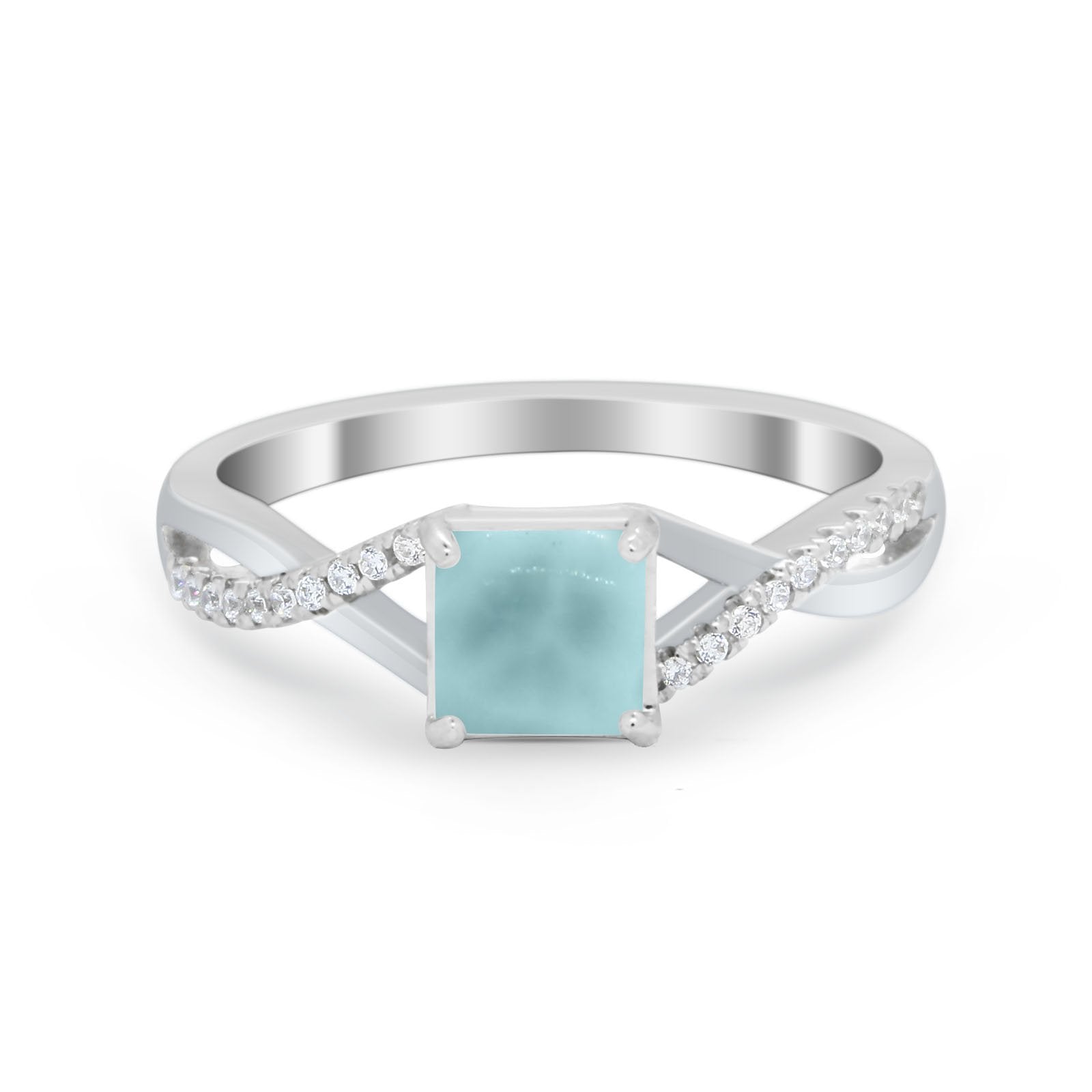 Princess Cut Wedding Ring Round Simulated Cubic Zirconia 925 Sterling Silver