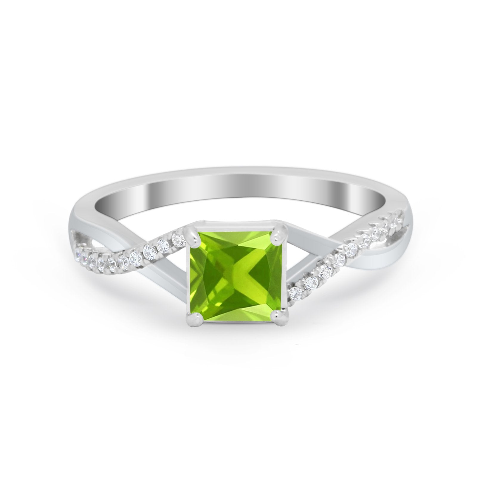 Princess Cut Wedding Ring Round Simulated Cubic Zirconia 925 Sterling Silver