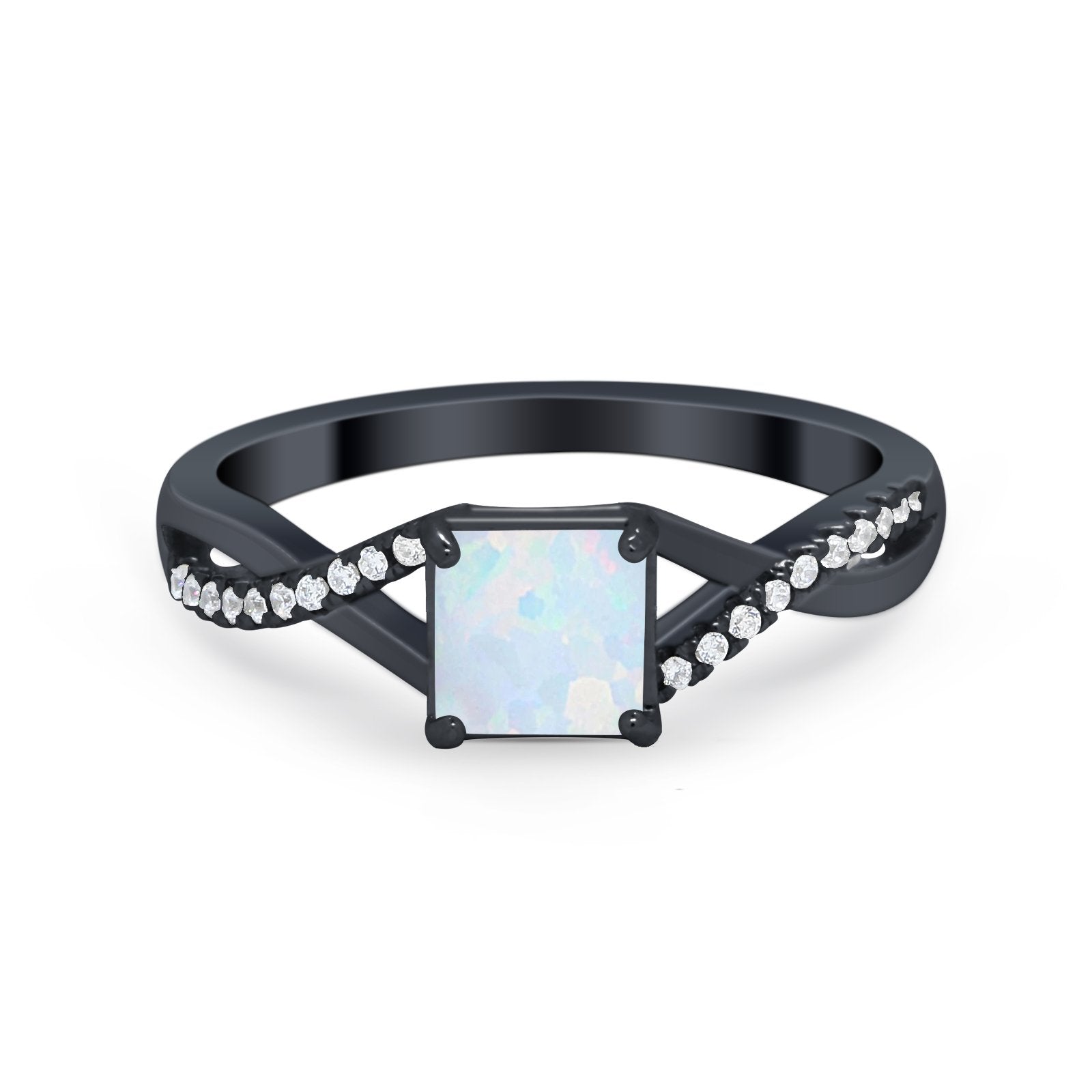 Princess Cut Wedding Ring Round Simulated Cubic Zirconia 925 Sterling Silver