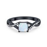 Princess Cut Wedding Ring Round Simulated Cubic Zirconia 925 Sterling Silver