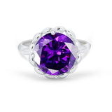 Large Stone Cocktail Ring Art Deco Simulated Cubic Zirconia 925 Sterling Silver
