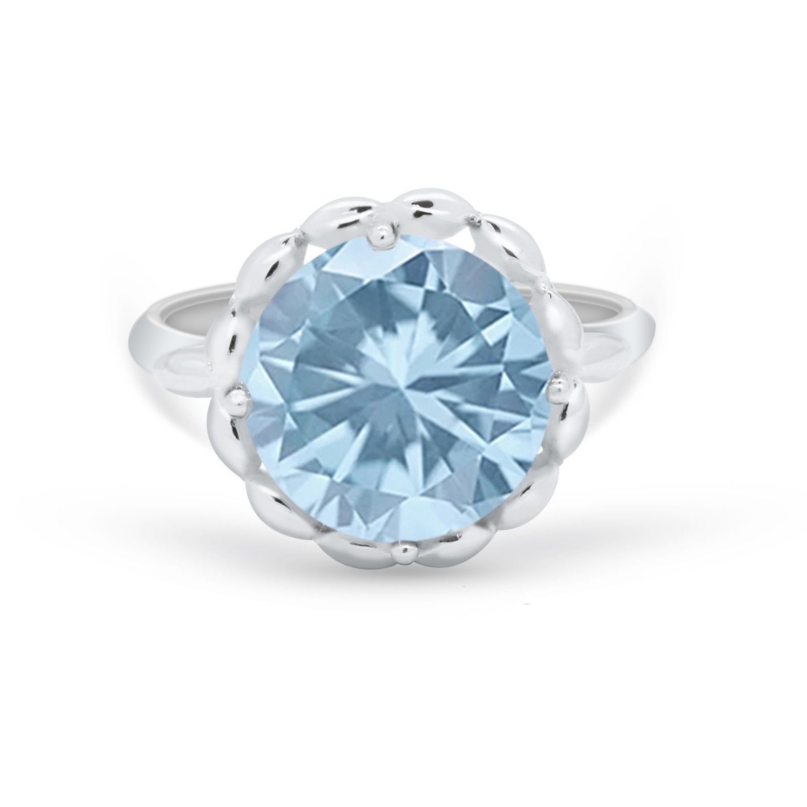 Large Stone Cocktail Ring Art Deco Simulated Cubic Zirconia 925 Sterling Silver