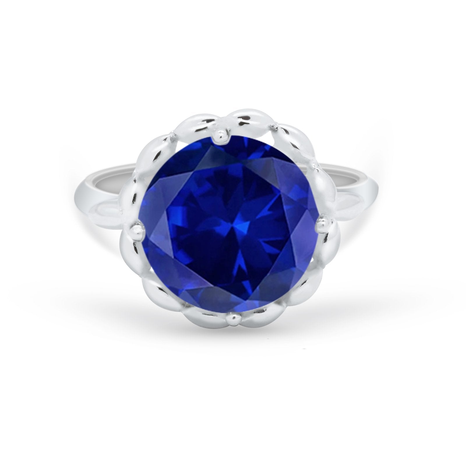 Large Stone Cocktail Ring Art Deco Simulated Cubic Zirconia 925 Sterling Silver
