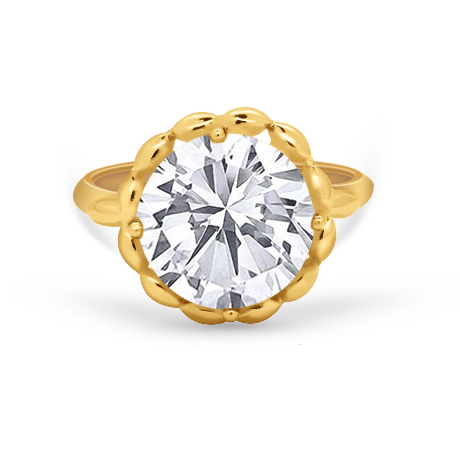 Large Stone Cocktail Ring Art Deco Simulated Cubic Zirconia 925 Sterling Silver