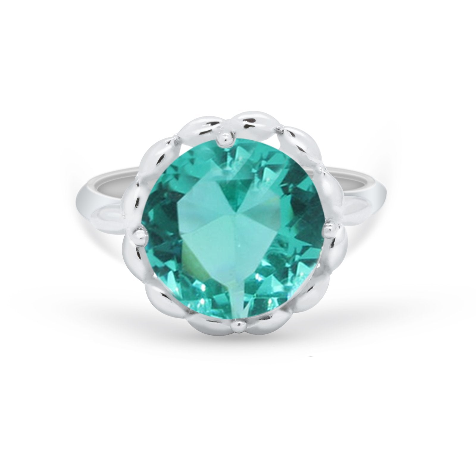 Large Stone Cocktail Ring Art Deco Simulated Cubic Zirconia 925 Sterling Silver
