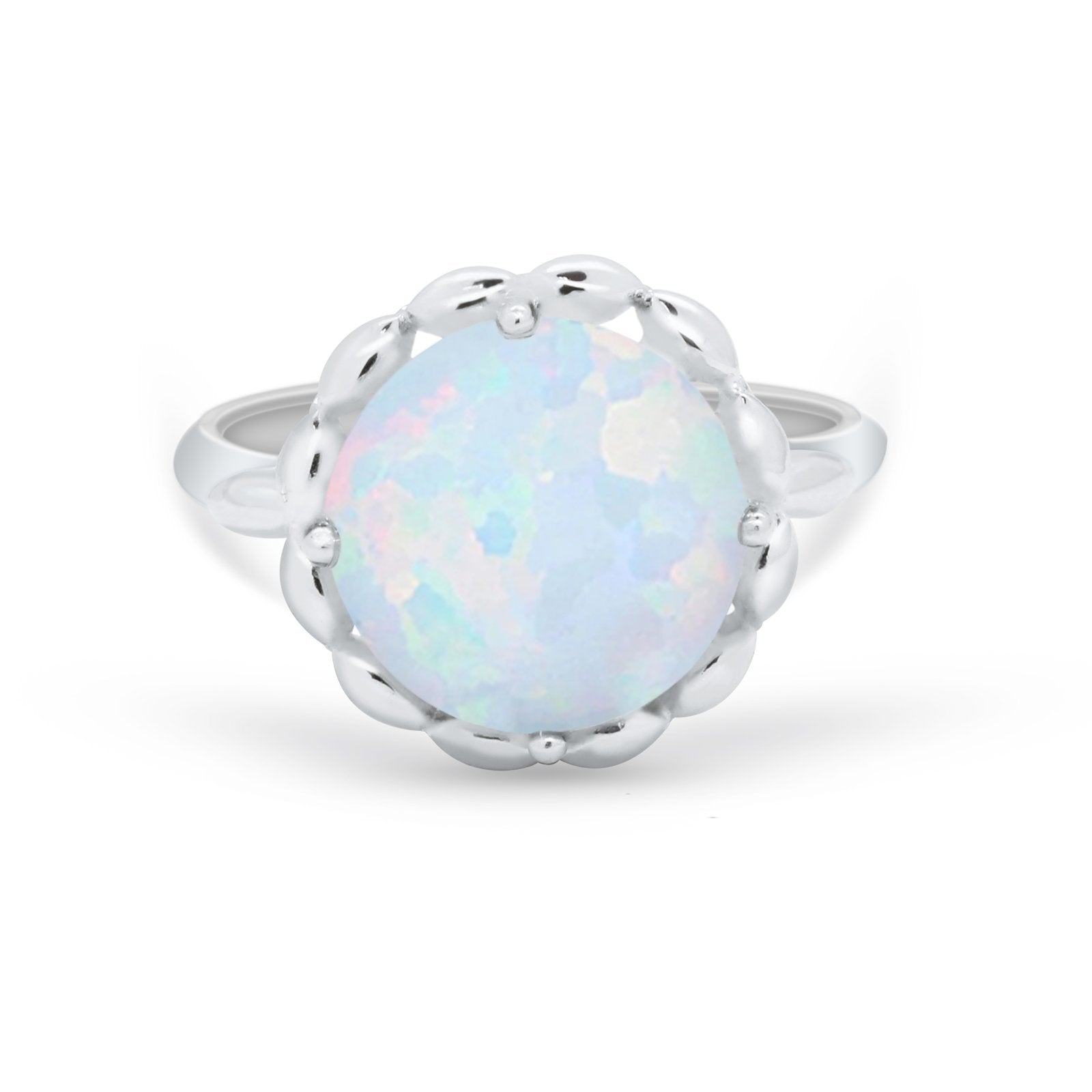 Large Stone Cocktail Ring Art Deco Simulated Cubic Zirconia 925 Sterling Silver