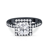 Halo Princess Cut Wedding Ring Simulated Cubic Zirconia 925 Sterling Silver