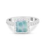 Halo Princess Cut Wedding Ring Simulated Cubic Zirconia 925 Sterling Silver