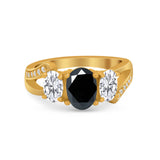 3 Stone Oval Wedding Ring Simulated Cubic Zirconia 925 Sterling Silver