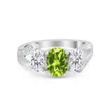3 Stone Oval Wedding Ring Simulated Cubic Zirconia 925 Sterling Silver