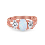 3 Stone Oval Wedding Ring Simulated Cubic Zirconia 925 Sterling Silver