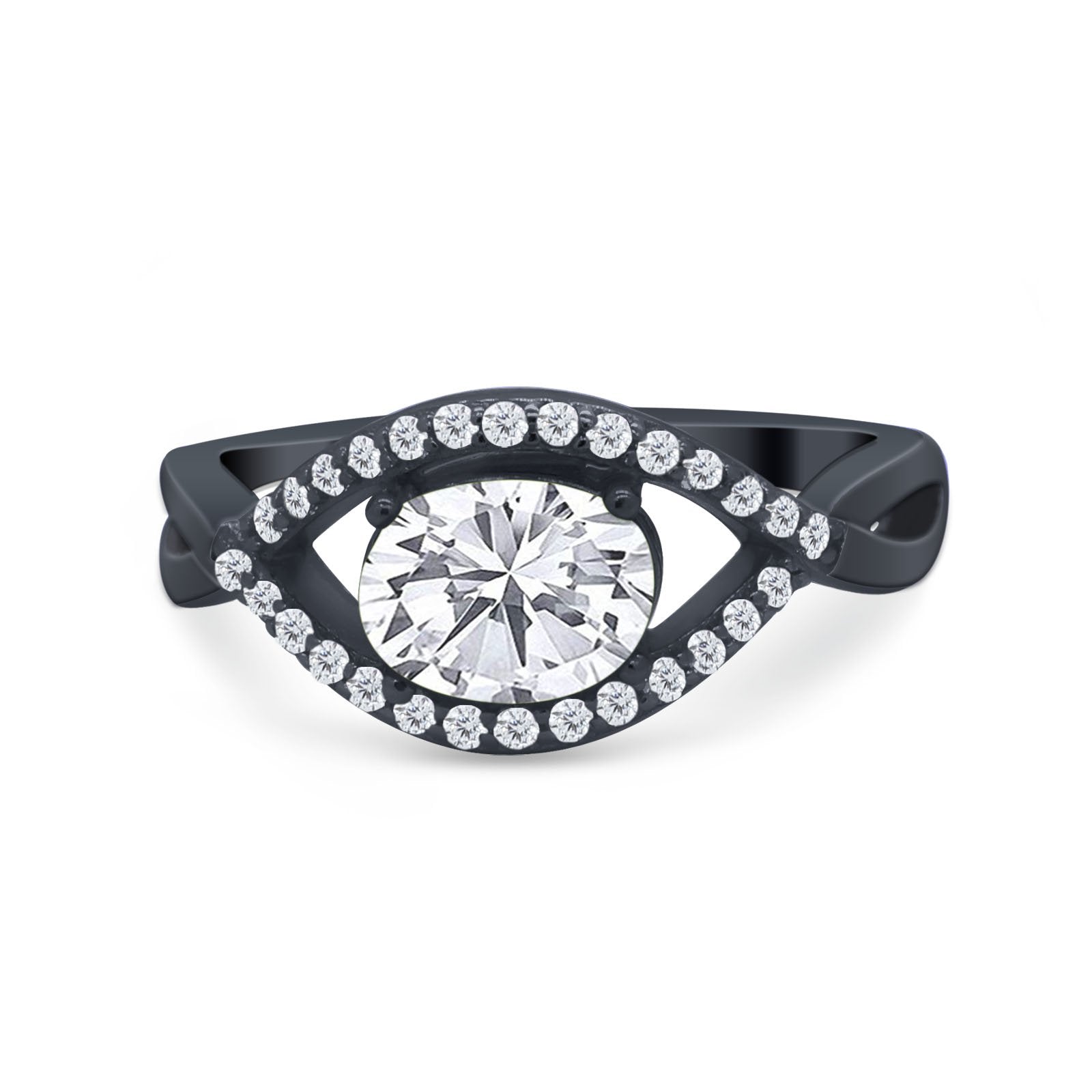 Infinity Shank Wedding Ring Simulated Cubic Zirconia 925 Sterling Silver