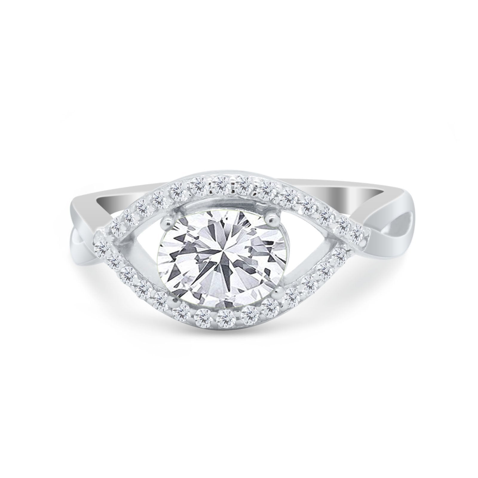 Infinity Shank Wedding Ring Simulated Cubic Zirconia 925 Sterling Silver