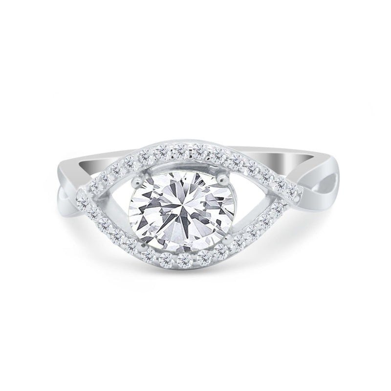 Infinity Shank Wedding Ring Simulated Cubic Zirconia 925 Sterling Silver