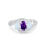 3-Stone Swirl Wedding Ring Round Simulated Cubic Zirconia 925 Sterling Silver