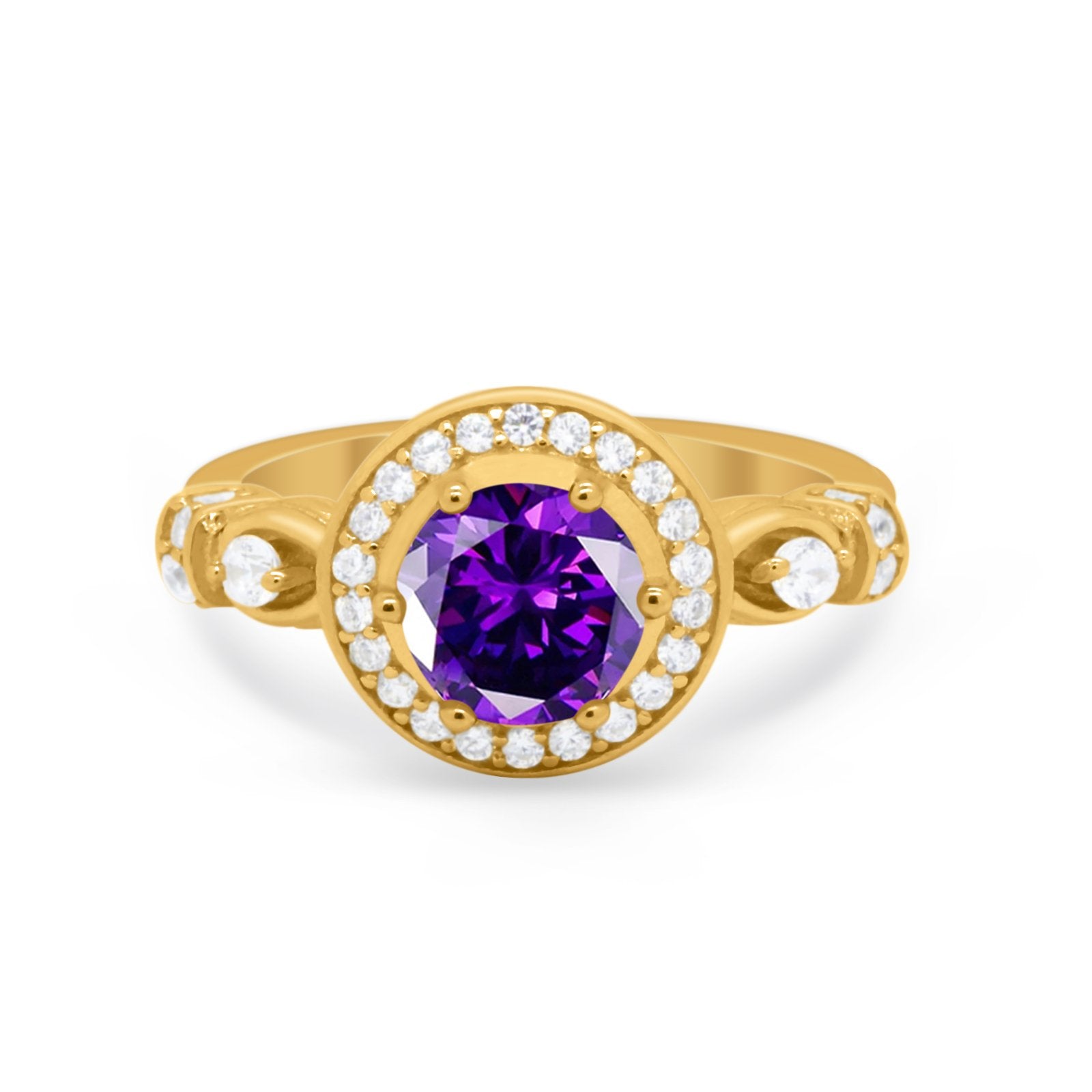 Halo Engagement Ring Simulated Cubic Zirconia 925 Sterling Silver