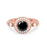 Halo Engagement Ring Simulated Cubic Zirconia 925 Sterling Silver