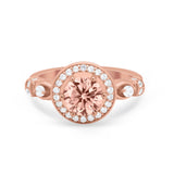 Halo Engagement Ring Simulated Cubic Zirconia 925 Sterling Silver