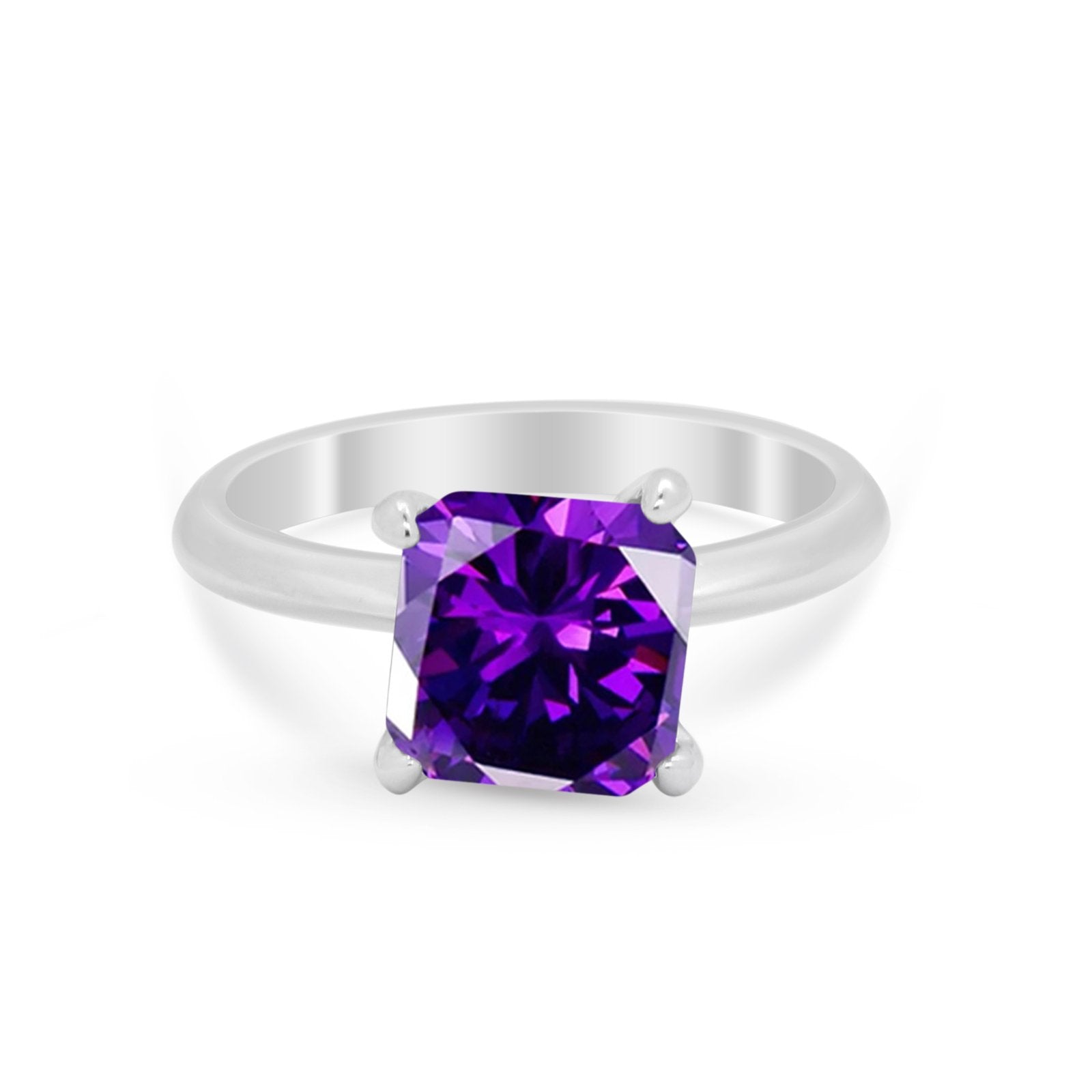 Solitaire Cushion Cut Engagement Ring Simulated Cubic Zirconia 925 Sterling Silver Cushion Cut Ring