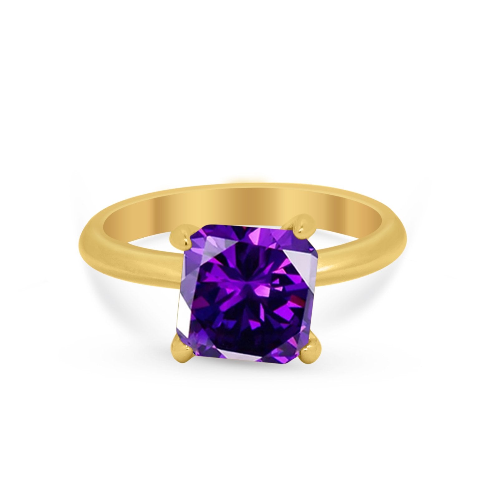Solitaire Cushion Cut Engagement Ring Simulated Cubic Zirconia 925 Sterling Silver Cushion Cut Ring