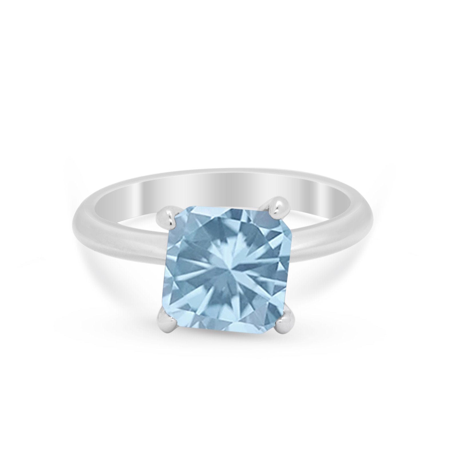 Solitaire Cushion Cut Engagement Ring Simulated Cubic Zirconia 925 Sterling Silver Cushion Cut Ring