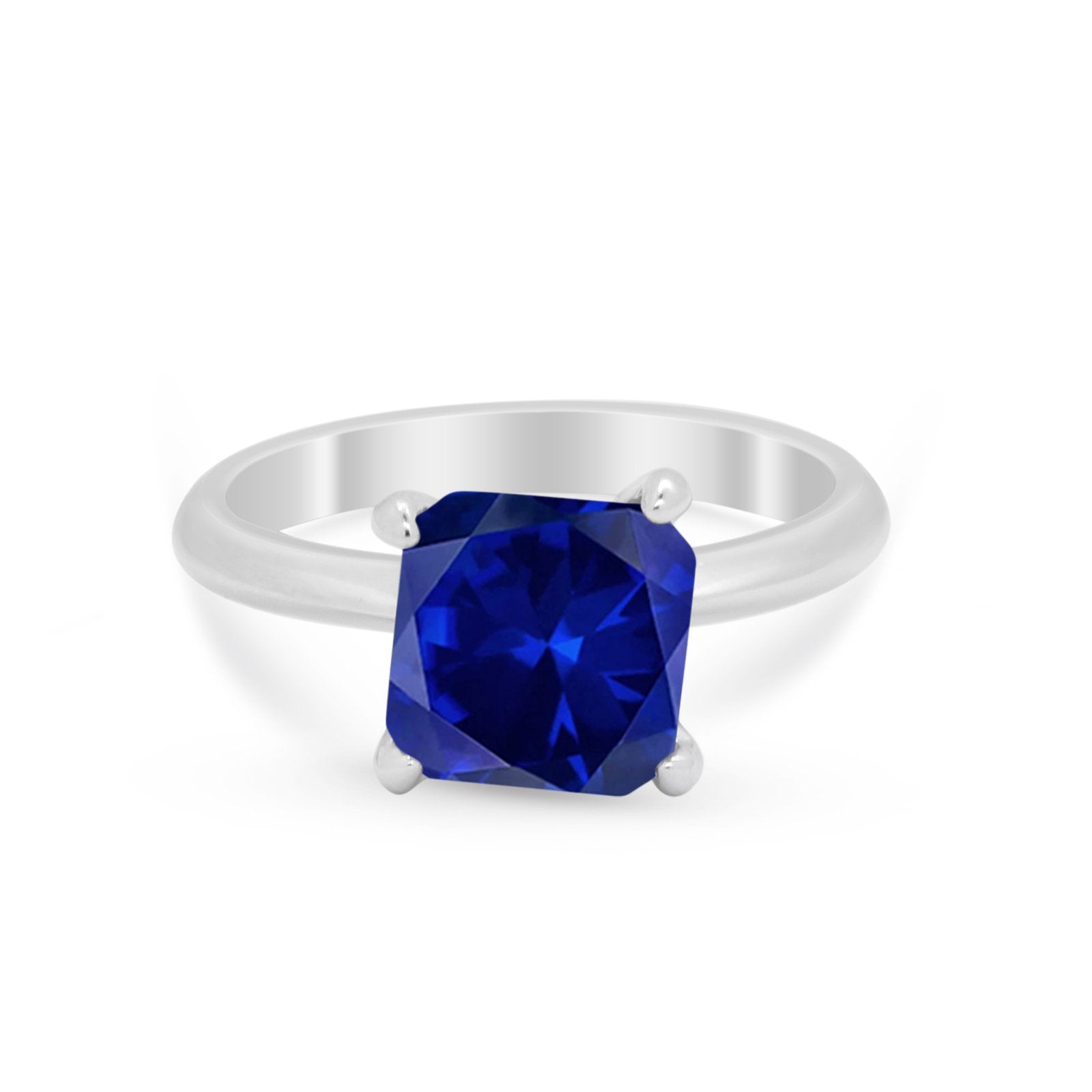 Solitaire Cushion Cut Engagement Ring Simulated Cubic Zirconia 925 Sterling Silver Cushion Cut Ring