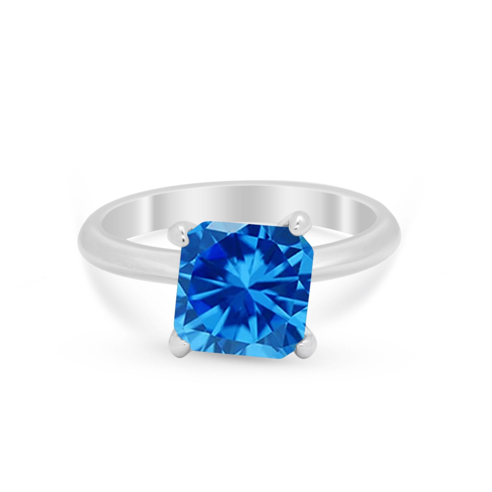 Solitaire Cushion Cut Engagement Ring Simulated Cubic Zirconia 925 Sterling Silver Cushion Cut Ring