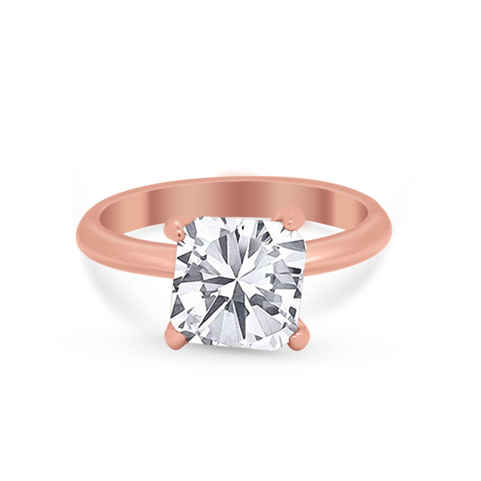 Solitaire Cushion Cut Engagement Ring Simulated Cubic Zirconia 925 Sterling Silver Cushion Cut Ring