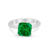 Solitaire Cushion Cut Engagement Ring Simulated Cubic Zirconia 925 Sterling Silver Cushion Cut Ring