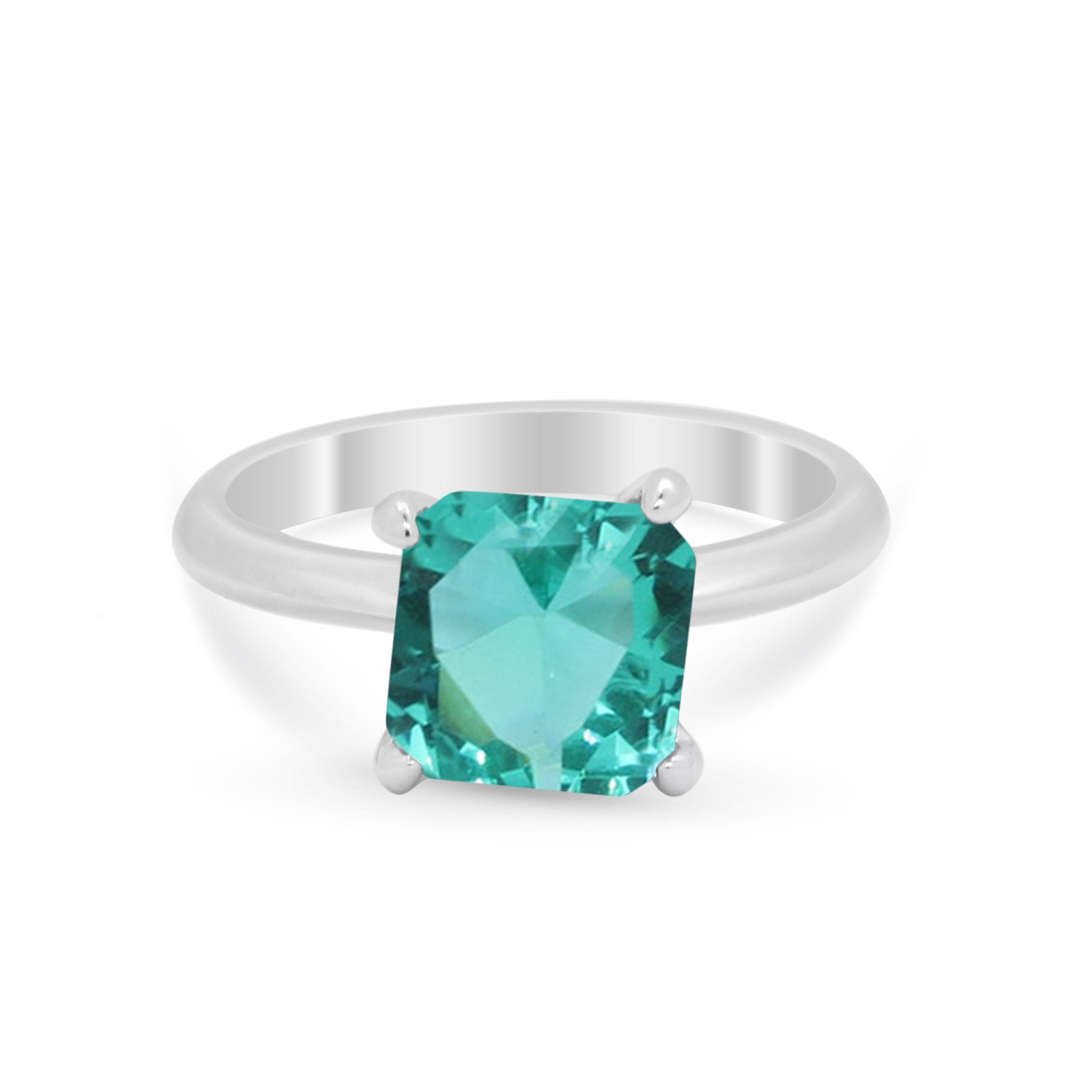 Solitaire Cushion Cut Engagement Ring Simulated Cubic Zirconia 925 Sterling Silver Cushion Cut Ring