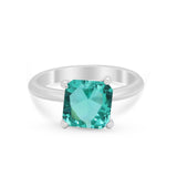 Solitaire Cushion Cut Engagement Ring Simulated Cubic Zirconia 925 Sterling Silver Cushion Cut Ring