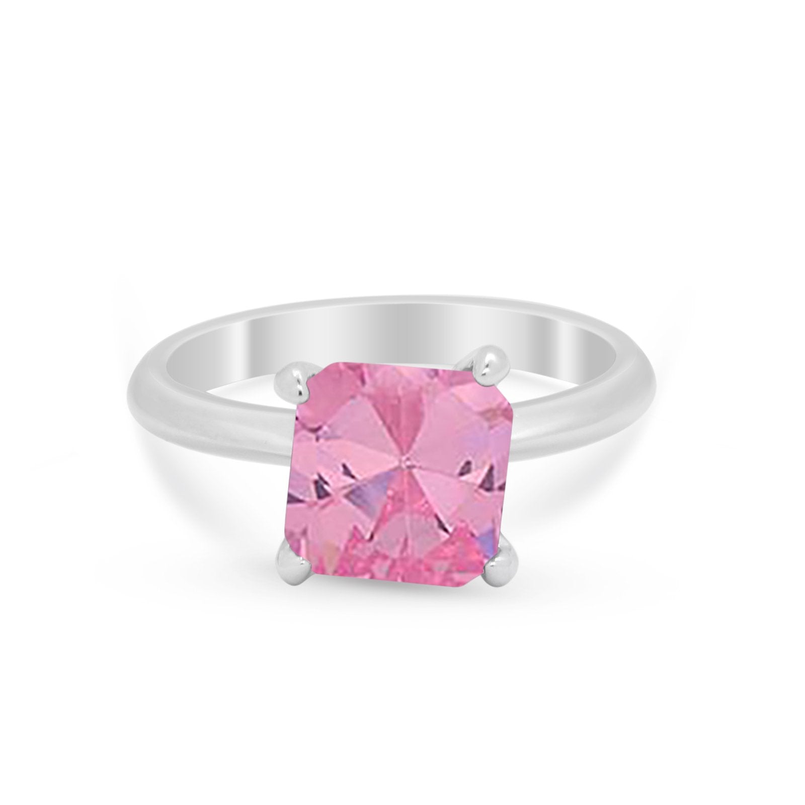 Solitaire Cushion Cut Engagement Ring Simulated Cubic Zirconia 925 Sterling Silver Cushion Cut Ring