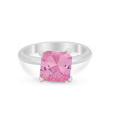 Solitaire Cushion Cut Engagement Ring Simulated Cubic Zirconia 925 Sterling Silver Cushion Cut Ring
