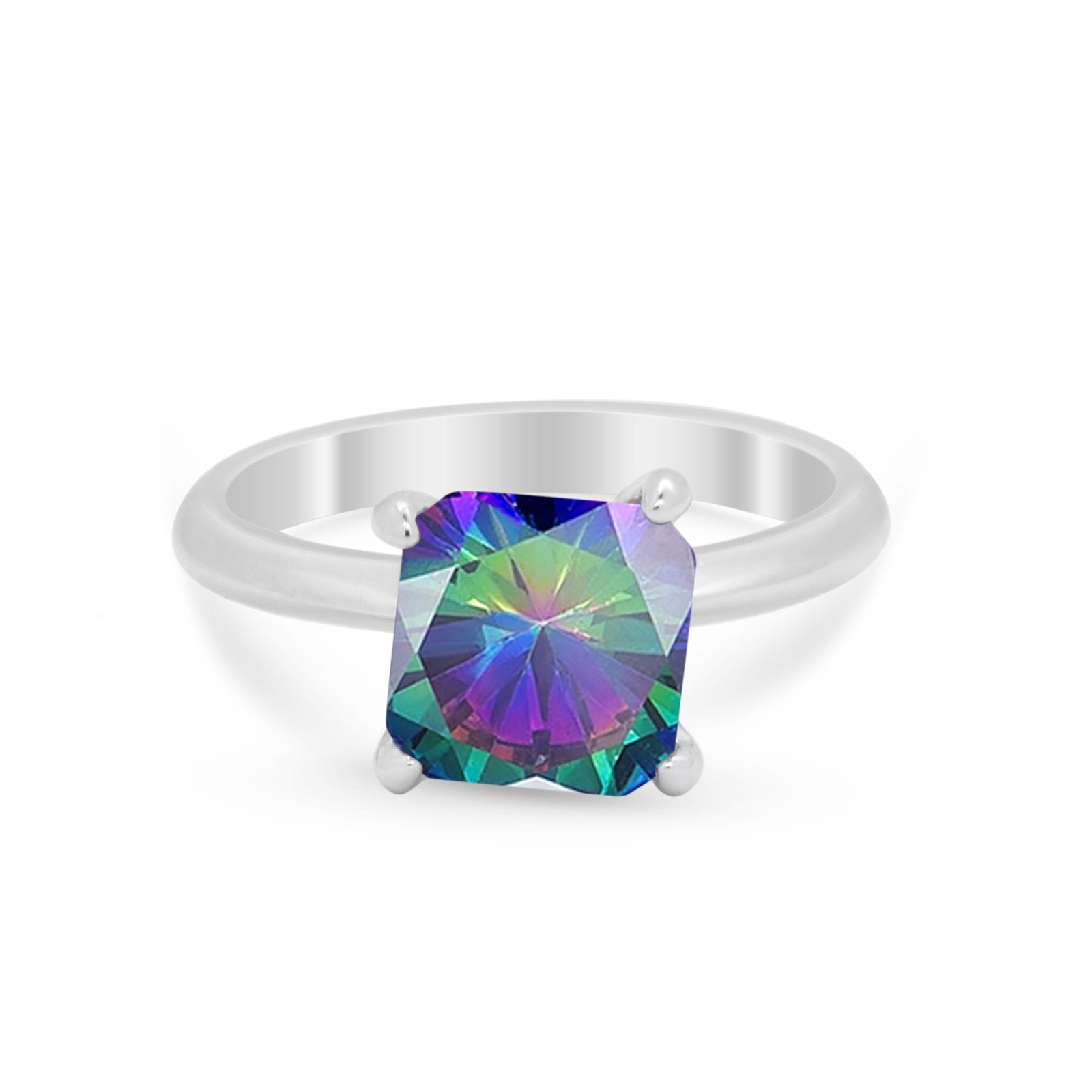 Solitaire Cushion Cut Engagement Ring Simulated Cubic Zirconia 925 Sterling Silver Cushion Cut Ring