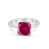Solitaire Cushion Cut Engagement Ring Simulated Cubic Zirconia 925 Sterling Silver Cushion Cut Ring