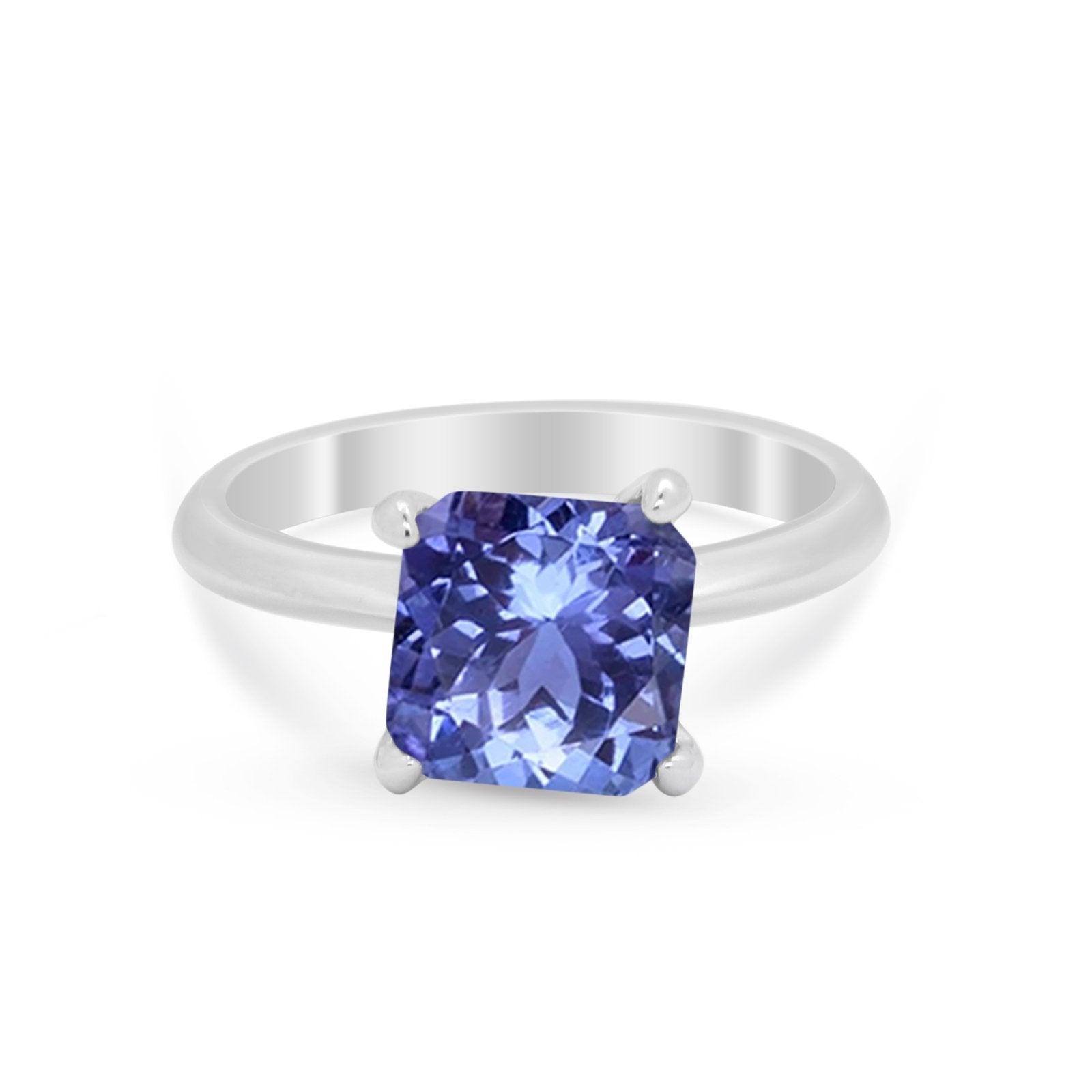 Solitaire Cushion Cut Engagement Ring Simulated Cubic Zirconia 925 Sterling Silver Cushion Cut Ring
