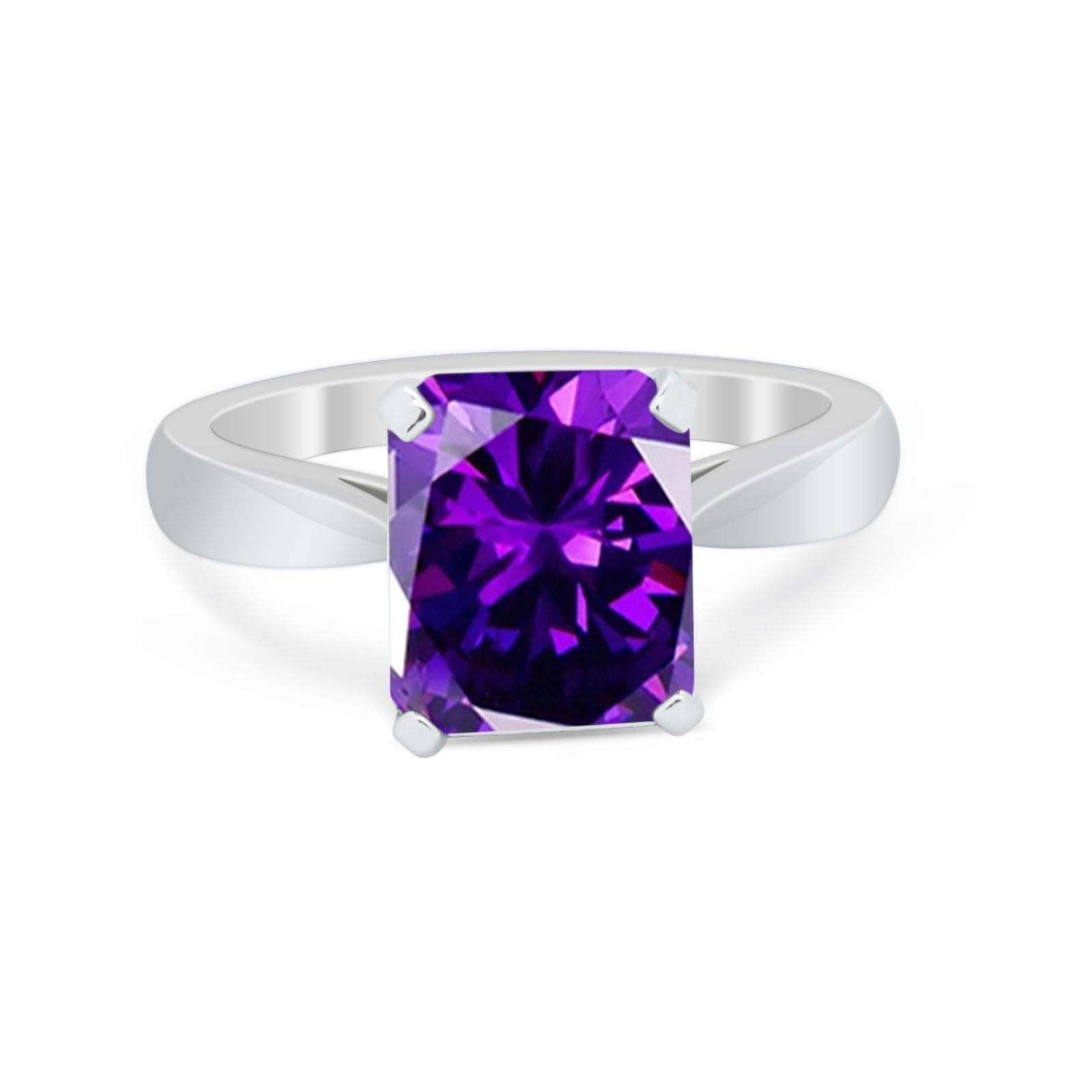 Solitaire Wedding Ring Simulated Cubic Zirconia 925 Sterling Silver