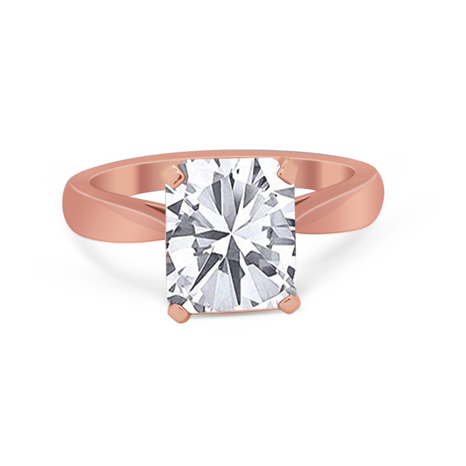 Solitaire Wedding Ring Simulated Cubic Zirconia 925 Sterling Silver
