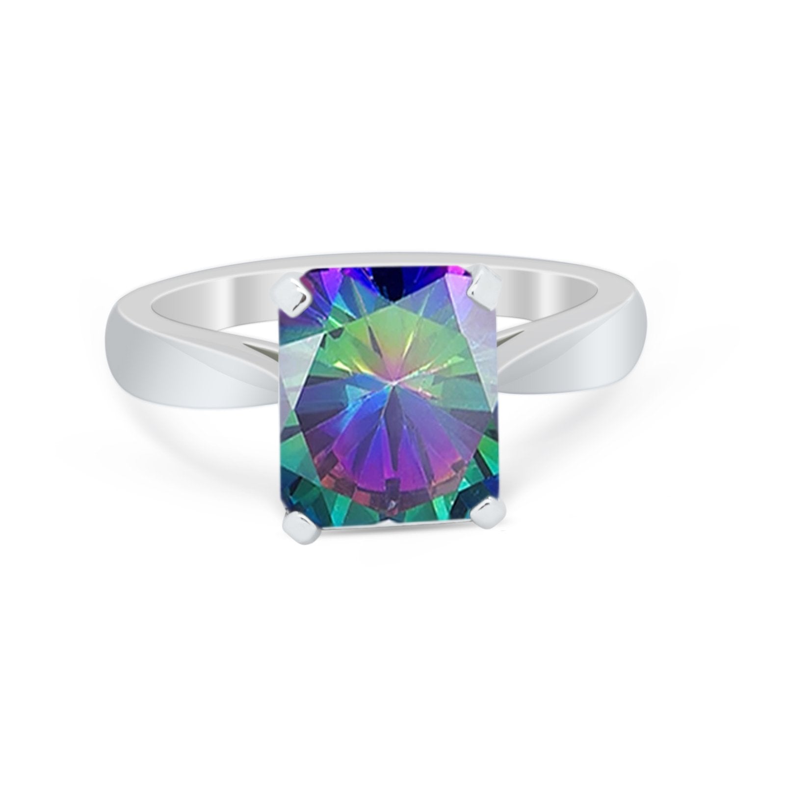 Solitaire Wedding Ring Simulated Cubic Zirconia 925 Sterling Silver