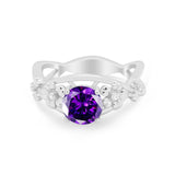 Art Deco Plumeria Flower Infinity Shank Engagement Ring Cubic Zirconia 925 Sterling Silver