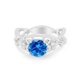 Art Deco Plumeria Flower Infinity Shank Engagement Ring Simulated Cubic Zirconia 925 Sterling Silver