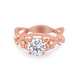 Art Deco Plumeria Flower Infinity Shank Engagement Ring Cubic Zirconia 925 Sterling Silver
