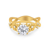 Art Deco Plumeria Flower Infinity Shank Engagement Ring Cubic Zirconia 925 Sterling Silver